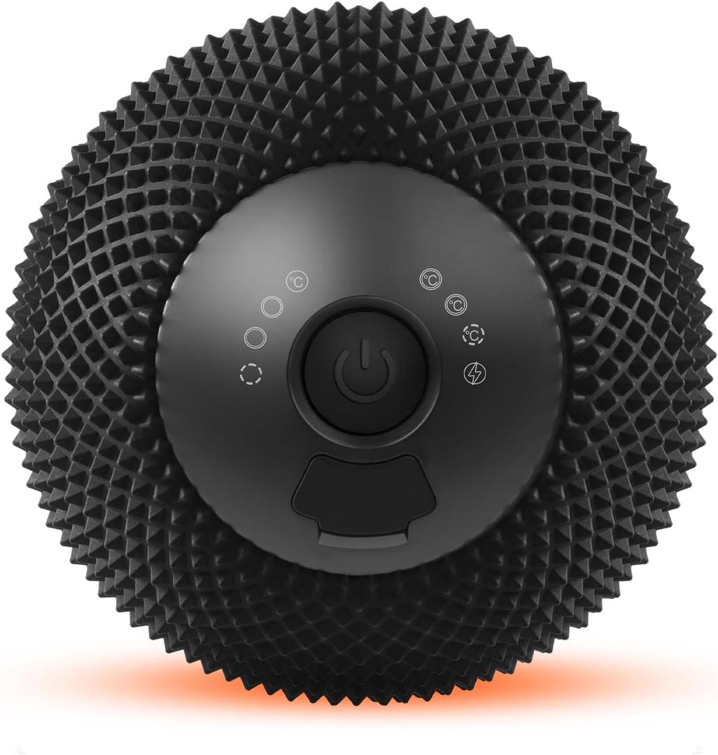 Vibrating Massage Ball with Heat, 7 Modes, Memory Function, Myofascial Release, Deep Tissue Muscle Recovery Ball for Trigger Point Massage - Mobility Ball Back & Hip Release Tool (Black)
