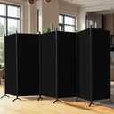 6 Panel Room Divider, Folding Privacy Screen Wall Divider for Room Separation, Freestanding Room Partitions for Home Office Dorm Decor,Black