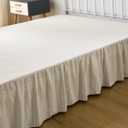 Bed Skirt Twin Size, Ruffled Bed Skirts with Split Corners, 18 Inch Drop Boho Twin Size Ruffle Bed Skirt with Platform, Cream (Twin - 18" Drop)