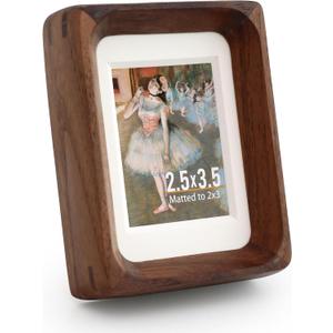 Walnut Wood Picture Frame,Picture 2x3 with Mat or 2.5x3.5 Without Mat,Standing Desk Photo Frame 2.5 by 3.5,Plexiglass,Tabletop or Wall Display