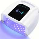 UV LED Nail Lamp 96W, Rechargeable UV Light for Gel Nails with Metal Base, Auto Sensor and 4 Timer Settings, Salon Quality UV Nail Light(White)