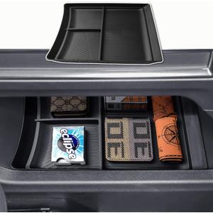 HGWEI Lower Center Console Organizer Compatible with GMC Hummer EV Pickup/SUV 2023 2024 2025 2026 Accessories, Floor Armrest Storage Box Insert Tray Interior Compartment Divider, Black