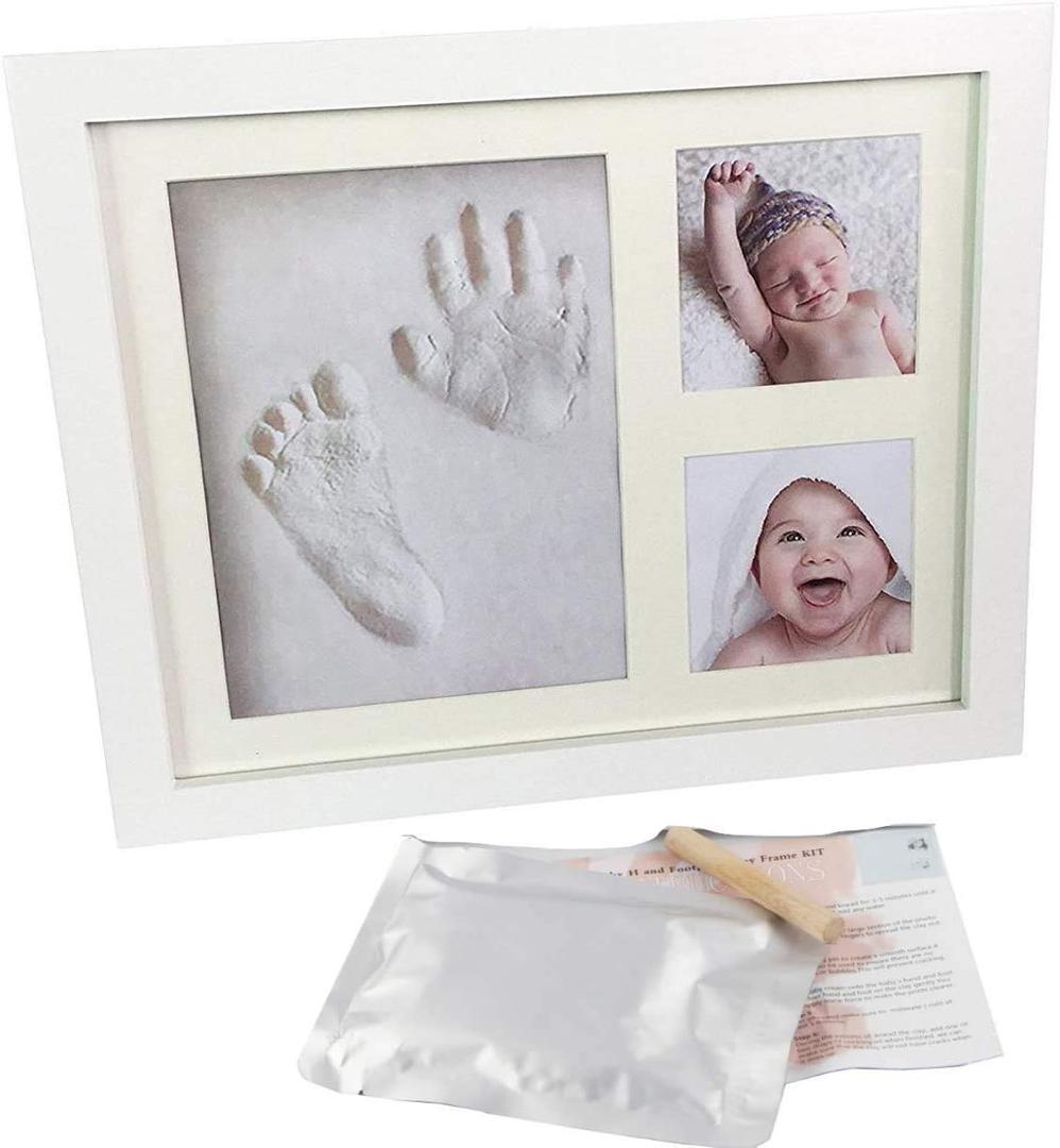 Newborn Baby Handprint/Footprint Picture Frame Kit. Perfect Gifts, Memorable Keepsakes Decorations, Premium Clay & Wood Frame, 3 Pack