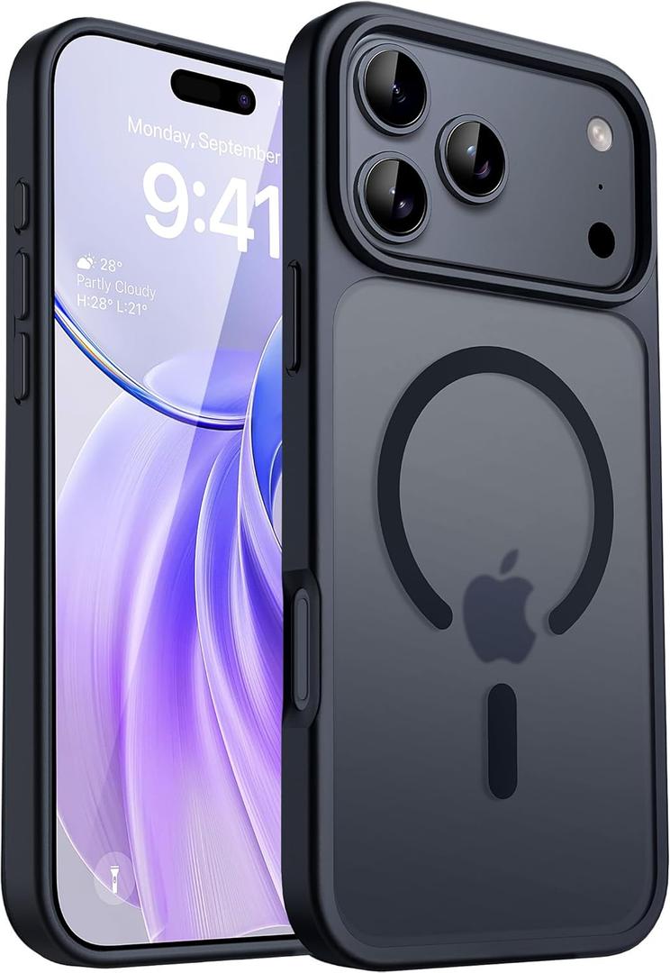 CACOE Magnetic Case for iPhone 17 Pro 6.3 inch-Compatible with MagSafe & Magnetic Car Phone Mount,Anti-Fingerprint TPU Thin Phone Cases Cover Protective Shockproof (Matte Black)