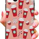 Rewput Winter Christmas Holidays Phone Case for iPhone 15, Cute Snowflake Coffee Candy Pattern Case for Teens Girls Boys, Trendy Design TPU Bumper Case for iPhone 15