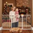 Extra Wide Baby Gates for Doorways 52.76"-62.20" Extra Wide Baby Gate Dog gate Pressure Mounted No Drilling with Walk-Through, Auto-Close & Dual-Direction Swing for Large Wide Opening White