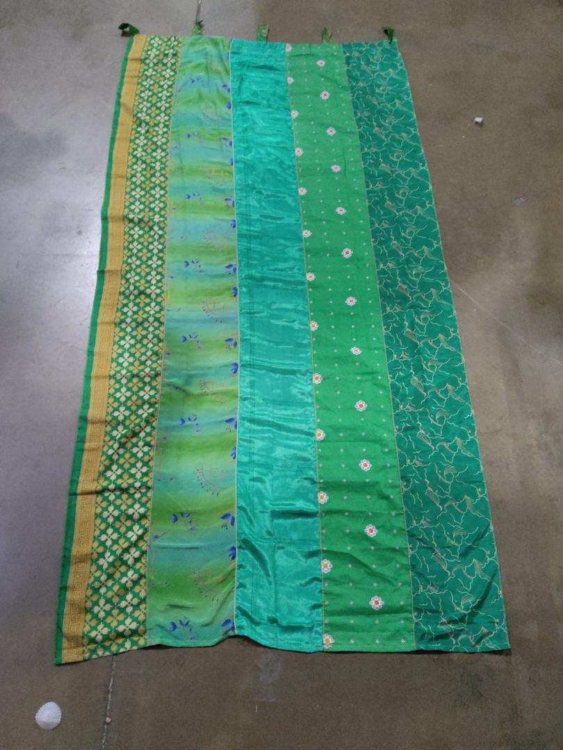  Colorful Curtains , Bed Canopy Panel, Tapestry or Window Treatment Patchwork Green Color 39 x 80 inch