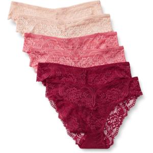 Amazon Essentials Women's Stretch Galloon Lace Bikini Panty, Pack of 6 (X-Large)