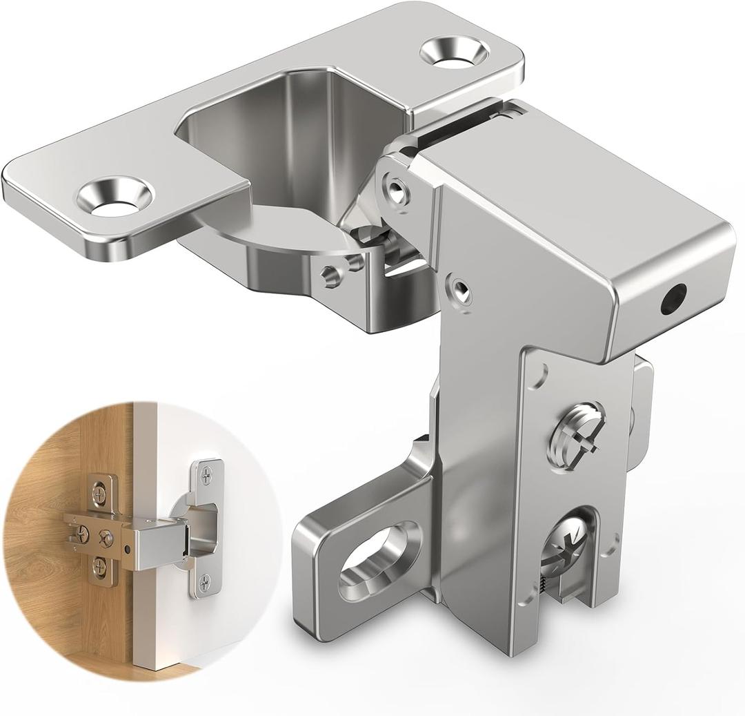 Chibery 4 Pack Face Frame Inset Cabinet Hinges, Soft Close 105 Insert Concealed Cabinet, Slide on Plate, Smooth Slow Self Closing Silent Hardware, 3D Heavy Duty for Blind Corner, Kitchen, Cupboard