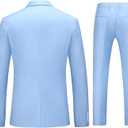 4MOGU Men's Slim Fit 2-Piece Tuxedo Suit One-Button Jacket & Pants Set for Wedding, Prom, and Formal Events (Blue) Size 34