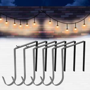 Adjustable Outdoor Light String Hooks for 6-11 inch Concrete Cinder Block Wall and Fences,6 Pcs Metal No Drill String Light Hangers,Outside Hanging Rope Lights Cable Cord Holders Organizer (6-11 in)