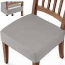 Songrey Waterproof Seat Covers for Dining Chairs Set of 6, No Rear Chair Covers, Stretch Removable Washable Chair Slipcover Protector, Light Gray