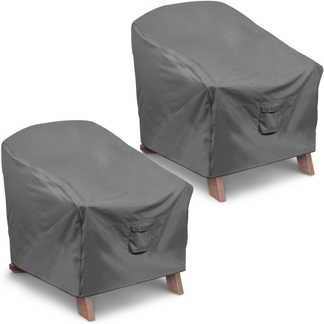 Vailge Patio Adirondack Chair Covers, Heavy Duty Patio Chair Cover, Waterproof Outdoor Lawn Patio Furniture Covers (Standard - 2 Pack, Grey)
