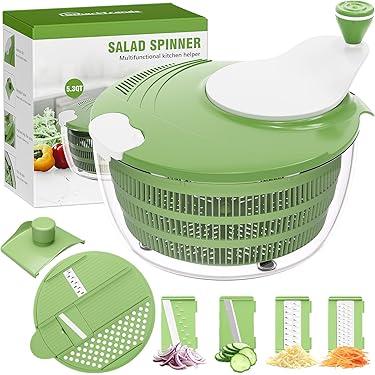 Large Capacity Salad Spinner, Fast Drain Vegetable Dryer with Water Inlet and Outlet, Break-Resistant Multifunctional Lettuce Dryer and Vegetable Washer