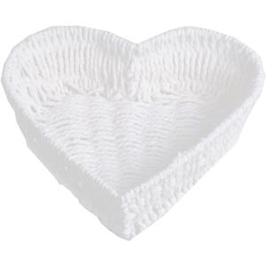 BinaryABC Heart Shaped Rattan Basket,Fruit Vegetables Bread Rattan Basket(White)