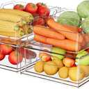 Refrigerator Organizer Bins with Pull-out Drawer 6 Pack Stackable Clear Fridge Drawer Organizer Fruit Vegetable Storage Containers for Kitchen Pantry Organization (2 Large+4 Medium)