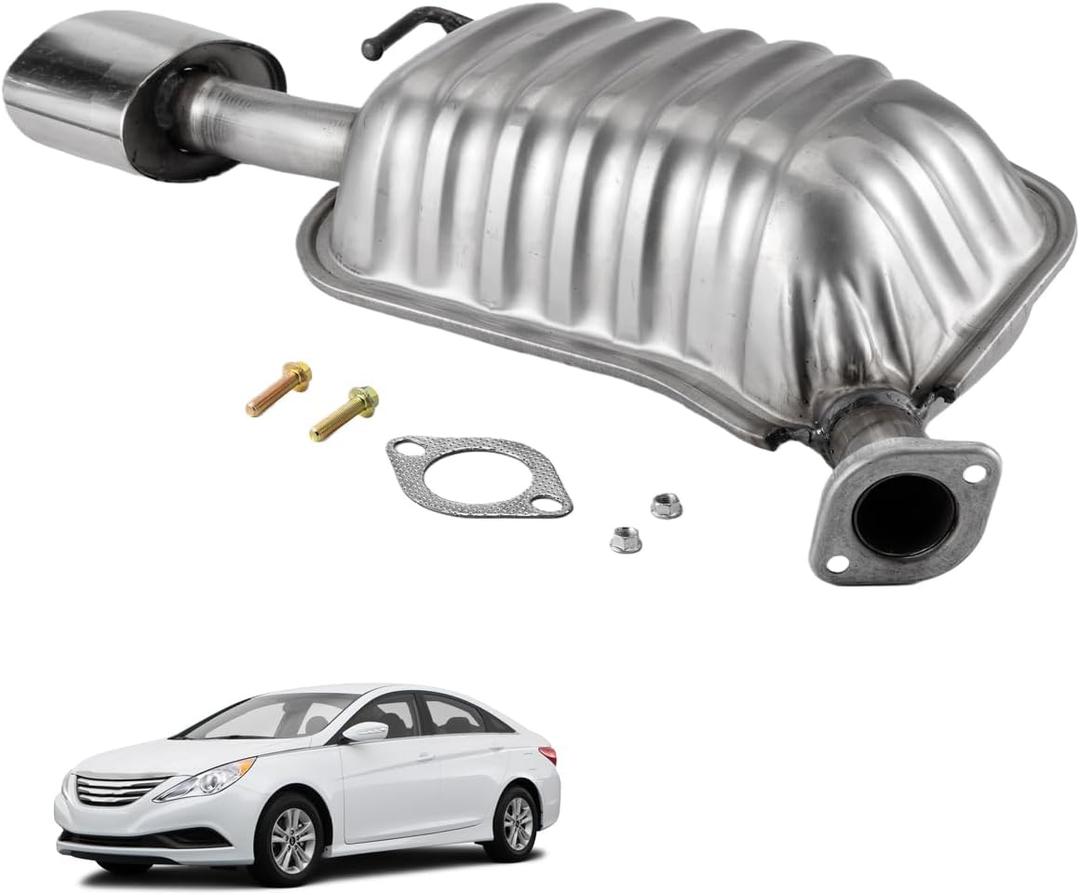 HS08 Left Rear Exhaust Muffler for 2011-2014 Hyundai Sonata 2.0L Turbo/2.4L | Dual Outlet, Not for Hybrid, Stainless Steel Direct-Fit Muffler, Replace 53893