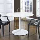 Modway Rostrum Modern 44" Round Top Pedestal Kitchen and Dining Room Table in White