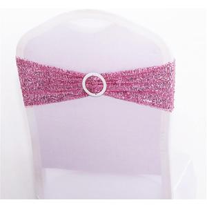 25 PCS Stretch Sequin Chair Sashes Chair Stretchy Spandex Bands for Wedding Reception Events Banquets Chairs Decoration (Pink)