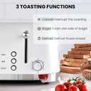 Roter Mond 4 Slice Toaster Retro Stainless Steel with Bagel Defrost Cancel Function, 6 Browning Settings, Extre Wide Slot and Removable Crumb Tray, White, ST033