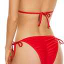 LIZENS Bikini Set for Women Tie Side Triangle String Sexy Swimsuit Womens Black Bikini Bathing Suit Tow Piece Bikinis Sets (Red, XL)