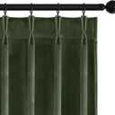 MIULEE Olive Green Velvet Curtains 96 inches Long, Pinch Pleated Blackout Drapes with Hooks, Thermal Insulated Pinch Pleat Panels for Bedroom Living Room, 2 Panels