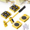 Furniture Lift Mover Tool Set With 4 Pieces 360 Wheels, Dolly and Lifter for Moving Heavy Furniture, Maximum Load Sliders, Yellow