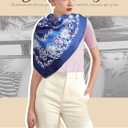 2 x CHLINS 35 Square Silk Scarf for Women Satin Head Scarf Hair Bandanas Neck Scarf Hair Wrap for Handbags Accessories (Blue)