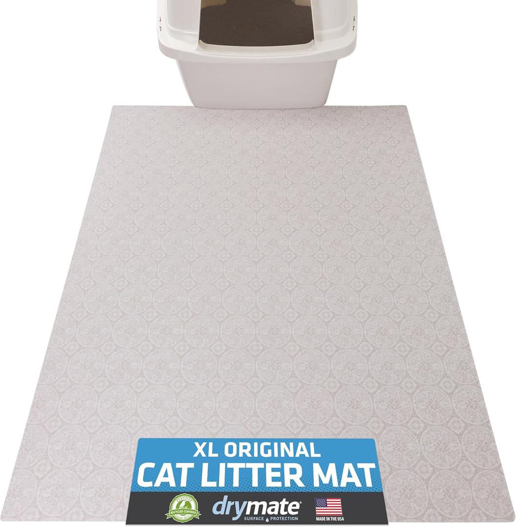 Drymate Cat Litter Box Mat, Litter Trapping Mat, Waterproof, Urine-Proof, Absorbent, Machine Washable, Soft on Paws, Contains Mess, Protects Floors, Kitten Supplies, Beige, 29x36 XL (29x36 Inch (Pack of 1))