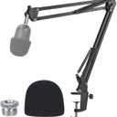 Razer Seiren Mini Boom Arm with Pop Filter - Mic Stand with Foam Cover Windscreen Compatible with Razer Seiren Mini Streaming Microphone by YOUSHARES