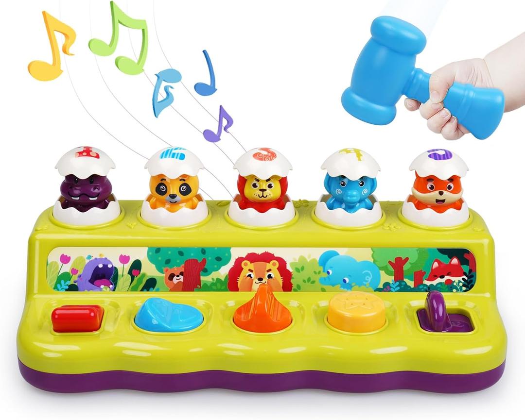 FS Toddler Pop Up Toy with Music and Light, Cause and Effect Toys for 6 9 12 18 Month Old Baby, Early Learning Educational Toys for 1 2 Year Old Boy and Girls Gifts