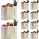 Canvas Grocery Bags Canvas Tote Bag with Long Shoulder Strap and Short Handle Heavy Duty, Foldable, Washable | Long / Short Handles (10 Pack)