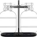 RV Dual Propane Tank Cylinder Rack for Camper and Travel Trailer for 20lb Tanks, Black,