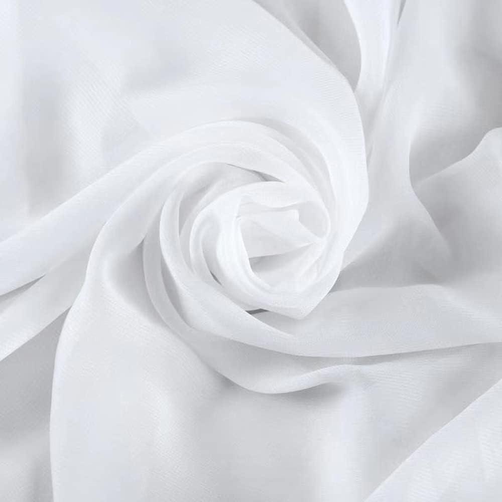 White Chiffon Fabric by The Yard 59" Wide,10 Yards Continuous