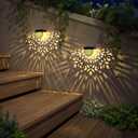 Solar Fence Lights 6 Pack Solar Deck Step Wall Lights Outdoor Waterproof LED Decorations Warm Yellow Light Decorative Lighting for Garden, Front Door, Backyard (Black 1)
