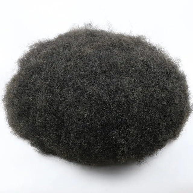 Hair Wigs Men's African American Wig Durable Thin Skin Black 100% Human Hair Replacement Man Prosthesis(20R#_110%_FREE_8X10) (6 Inch)