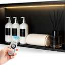 24" X 12" Stainless Steel Shower Niche, LED Shower Niche No Tile Needed with 3000K LED Warm Light Recessed Shower Wall Shelf for Bathroom Storage, with Remote Control, Matte Black