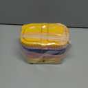 3 Pack Reusable Silicone Snack Containers with Lids, 8.5oz 2 Compartment Snackle Box Containers, Ideal Portable Small Snack Pack Containers for School, Office and Picnic (Blue, Pink, Yellow)