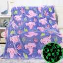 Glow in The Dark Blanket Axolotl Gifts Toys for Girls Cute Axolotl Blanket for Birthday Gifts