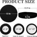 Round Placemats Set of 6 with Holder, Cotton Rope Woven Place Mats, Hot Pads for Kitchen, Heat Resistant Table Mats, 13 Inch Farmhouse Washable Braided Placemat for Kitchen Decor (Black)
