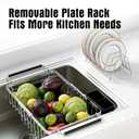 Expandable Dish Drying Rack in Sink,Stainless Steel Over The Sink Dish Drainer Drying Rack for Kitchen Counter,with Utensil Holder,Silver
