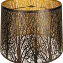 Large Metal Lampshade Forest Etching Forest Lamp Shade Pattern 12'' Top  14'' Bottom  10" Height Fits For Table Lamps and Floor Lamps Spider Fitter (Gold)