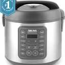 AROMA Professional Digital Rice Cooker, 10-Cup (Uncooked) / 20-Cup (Cooked), Multicooker, Slow Cooker, Steamer, Oatmeal Cooker, Egg Cooker, STS, 5 Qt, Gray, ARC-5200SG