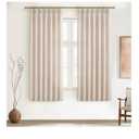 Natural Linen Small Kitchen Curtains 54 Inches Long 2 Panels Sets, Light Filtering Memory Trained Pinch Pleated Cream Privacy Boho Semi Sheer Bay Windows Drapes Elegant Decor with Hook Ring 40"Wx54"L