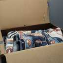 Lessymo Area Rugs for Living Room- Machine Washable Area Rugs Boho Faux Wool Low Pile Area Rug for Bedroom Floral Medallion Vintage Rugs with Non-Slip Rubber, Kid & Pet Friendly, Blue Brown