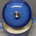 Mueller 6qt Enameled Cast Iron Dutch Oven, Heavy-Duty Casserole and Braiser Pan with Lid and Knob, Oven-Safe up to 500 F & Across All Cooktops, Aqua Blue (6 Quart -Round)