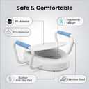 Toilet Seat Riser with Handles, 395lb Heavy-Duty Elevated Toilet Seat Elongated - 2.91" Raised V-Shaped Toilet Seat with Arms, Quick Release, Soft Close, Non-Slip, Universal Fit for Bathroom Safety