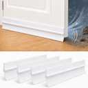 4 Pack Bottom Door Weather Strip for Large Gaps, 18 Inch Cuttable & Connectable Door Draft Stopper, 2 Strips Make 36 Inch Door Bottom Seal, White PVC & Silicone Under Door Sweep