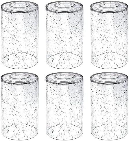 6-Pack Seeded Glass Lamp Shade Replacements, 5.9in Height, 3.9in Diameter, 1.7in Fitter, Cylinder Bubble Glass Shade Covers, Seeded Glass Globe for Light Fixtures Chandelier Wall Sconce
