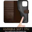 DuckSky for iPhone 13 Pro 6.1" Genuine Leather Wallet caseRFID Blocking4 Credit Card HolderReal Leather Flip Folio Book Protective Cover Women Men for Apple 13Pro Phone case Brown